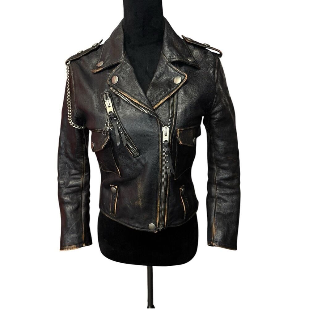 Vintage Coach Women’s Biker Leather Jacket 🔥 Edgy & Unique Moto Style 🔥